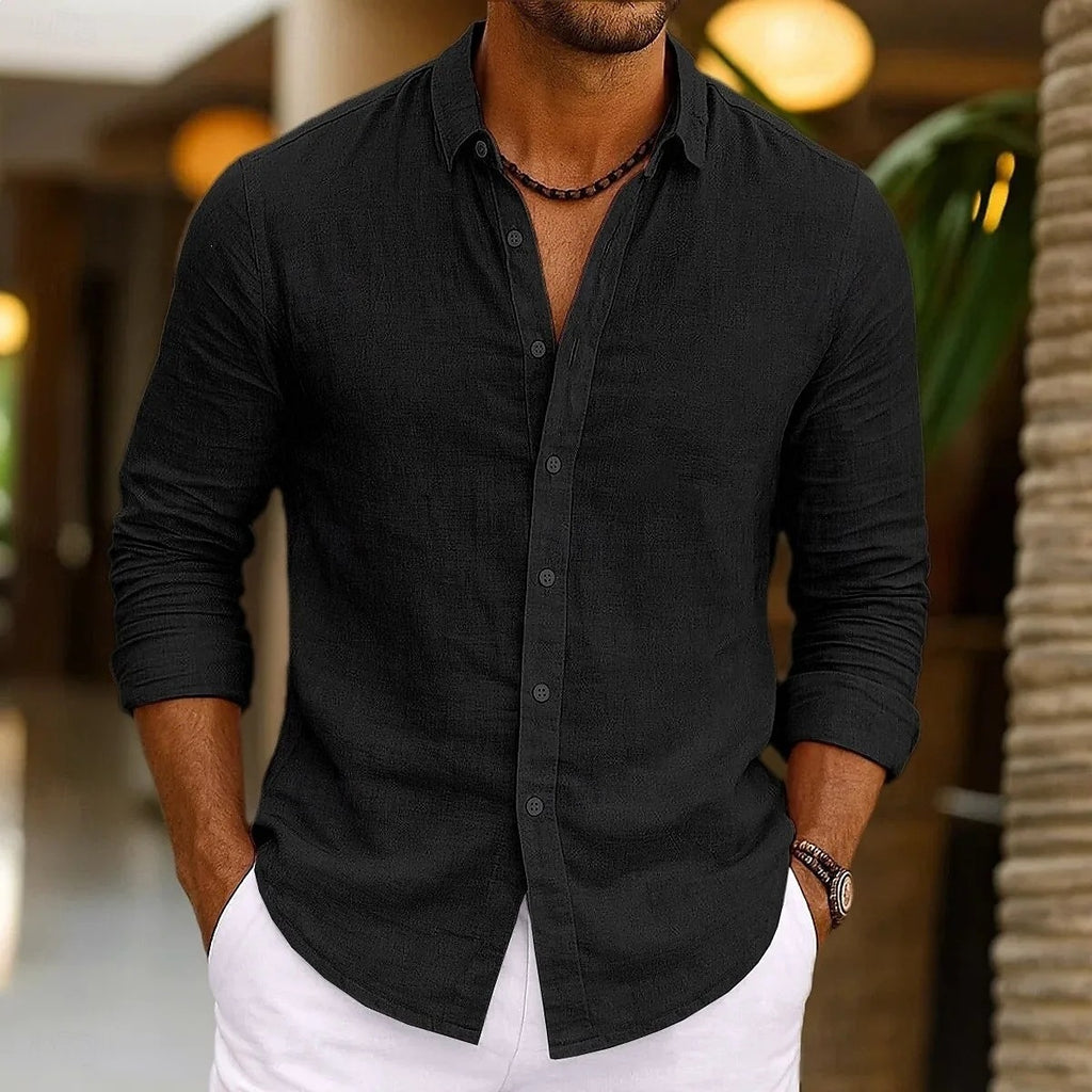 Unisex Langarmhemd aus Baumwoll-Leinen – Bild 9 | LuxeStyle