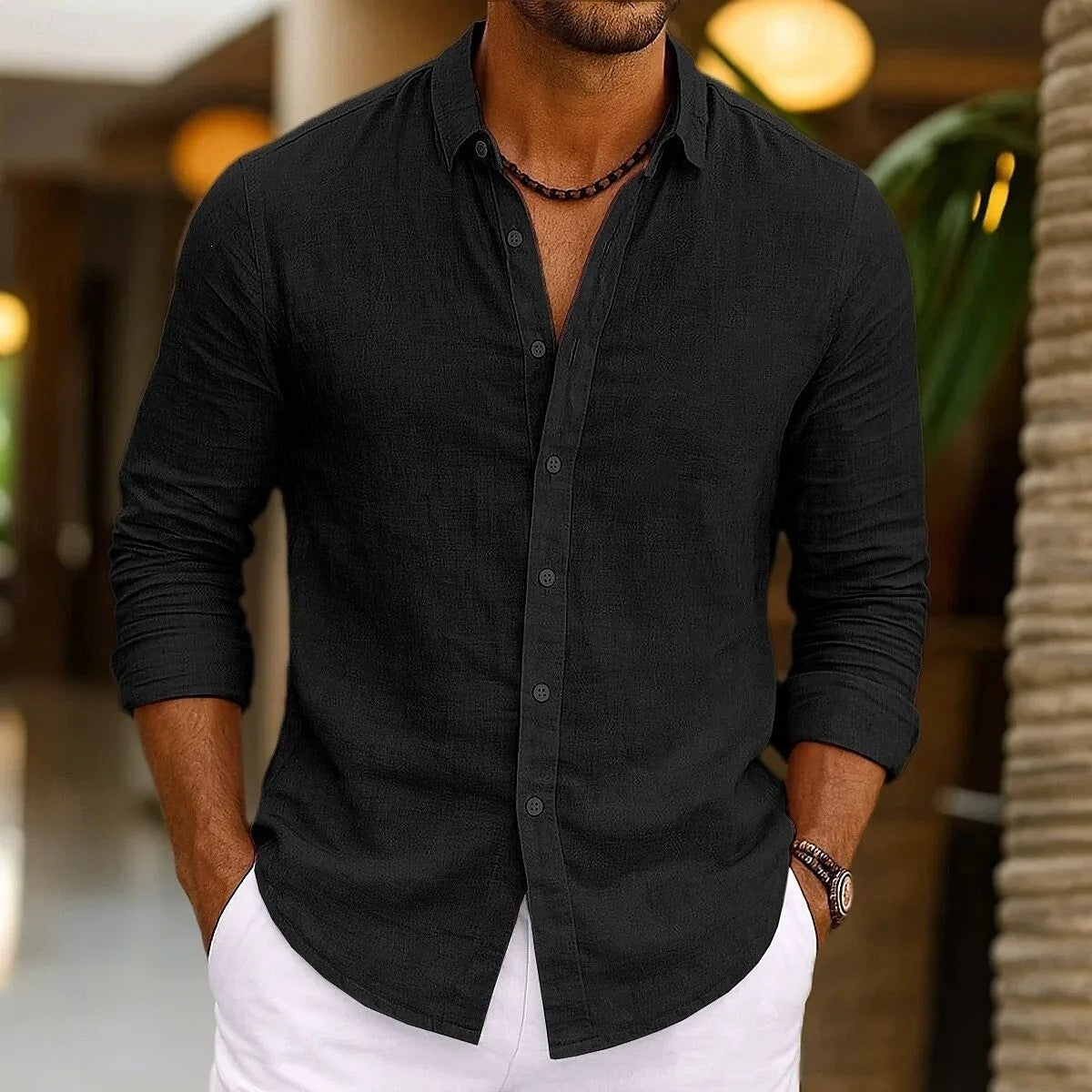 Unisex Langarmhemd aus Baumwoll-Leinen – Bild 9 | LuxeStyle