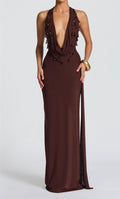 Kleid mit V-Ausschnitt und Rüschenschlitz – Bild 7 | LuxeStyle