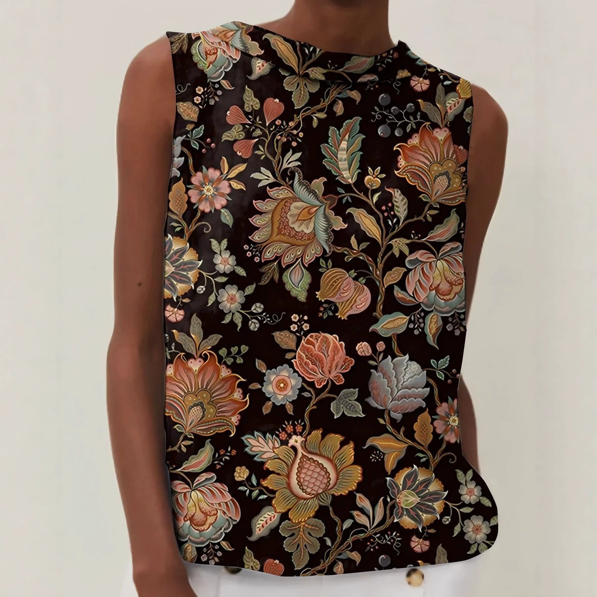 3D Blumenprint Kurzarm-Shirt