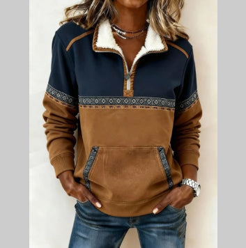 Langarm Half-Zip Top mit Print