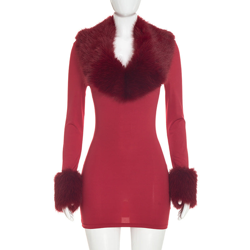 Minikleid mit Pelzkragen – Bild 3 | LuxeStyle