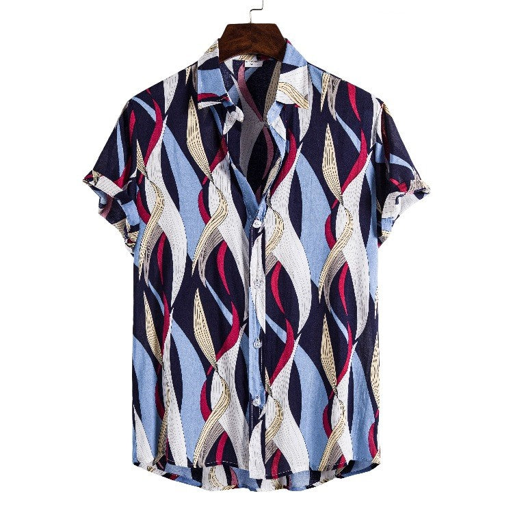 Kurzärmliges Bedrucktes Herrenhemd mit Kragen – Bild 12 | LuxeStyle