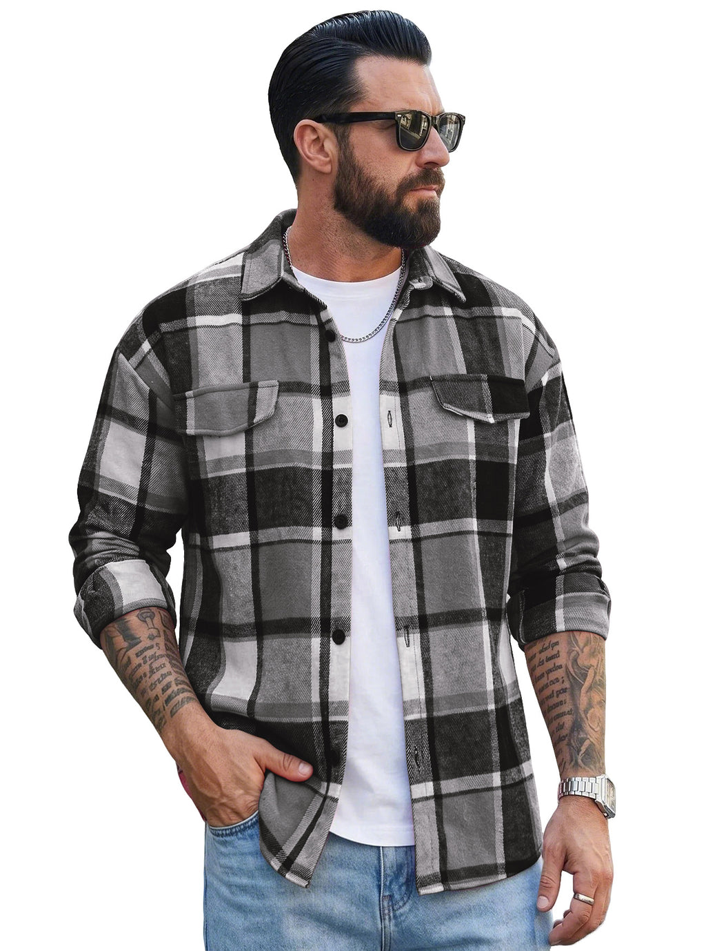 Herren Cardigan mit Reverskragen und Karomuster