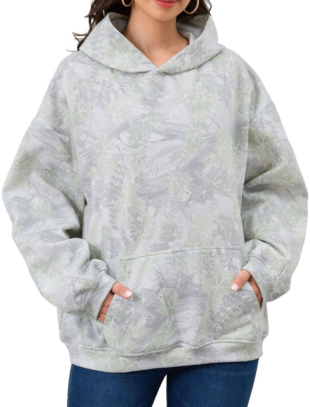 Damen Hoodie mit Ahornblatt-Camouflage-Print