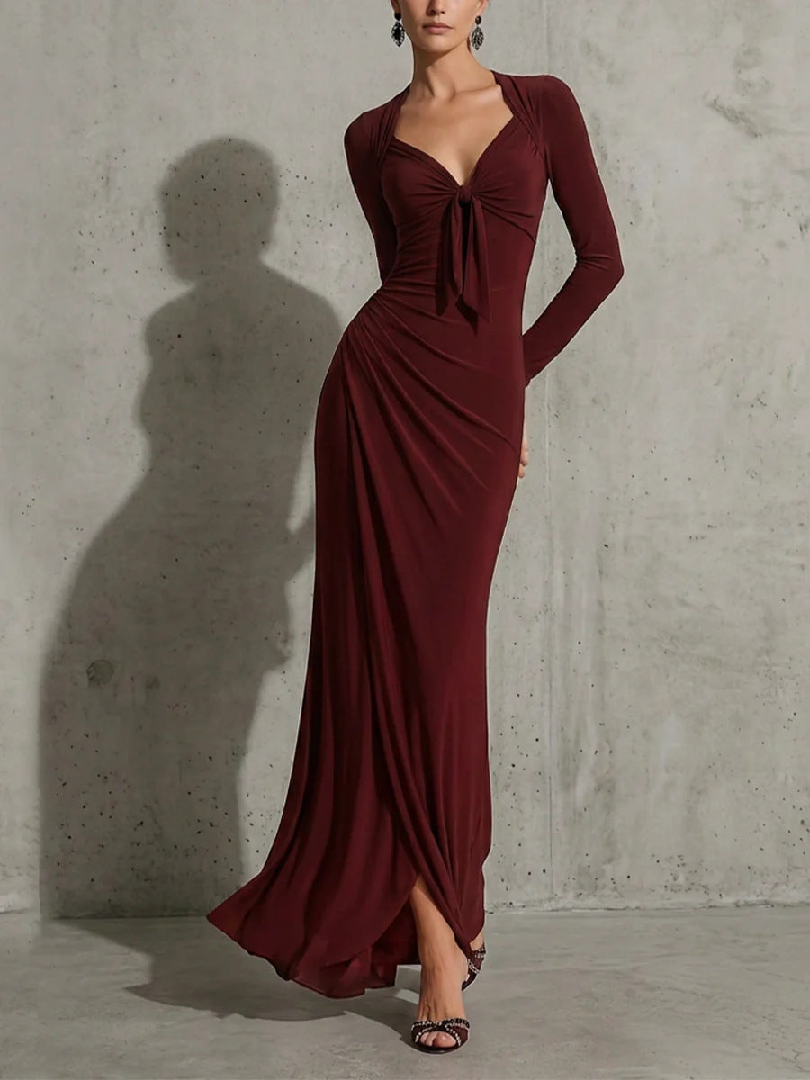 V-Ausschnitt Maxi-Kleid