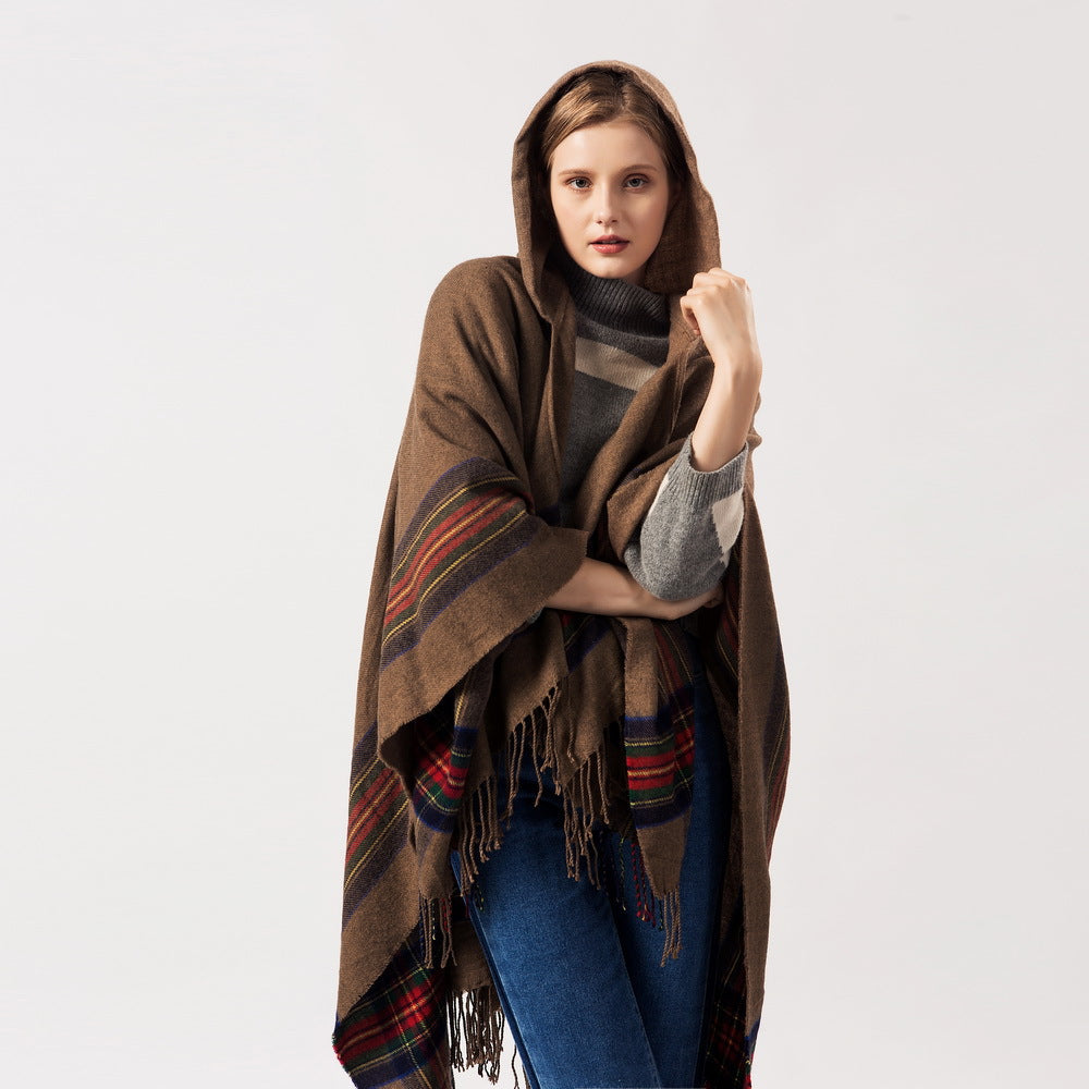 Tassel Fashion Jacquard Kapuzen-Cape – Bild 7 | LuxeStyle