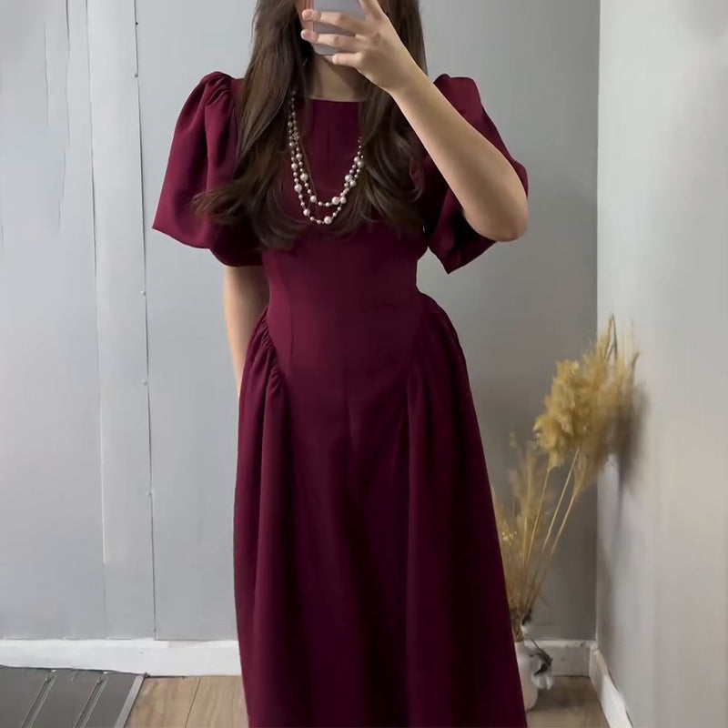 Elegantes Puffärmel-Maxikleid zum Schnüren