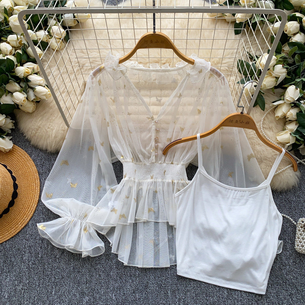 Chiffonbluse mit Schleife und Puffärmeln – Bild 2 | LuxeStyle