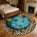 Runder Badevorleger mit Lotus-Teich & Koi-Design