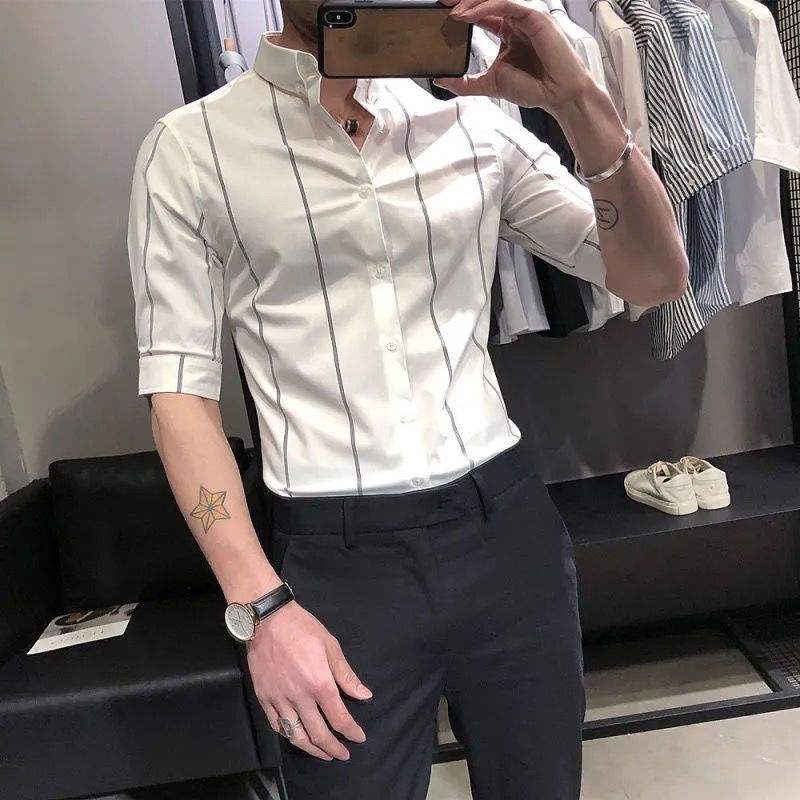 Gestreiftes Slim-Fit Kurzarmhemd – Bild 6 | LuxeStyle