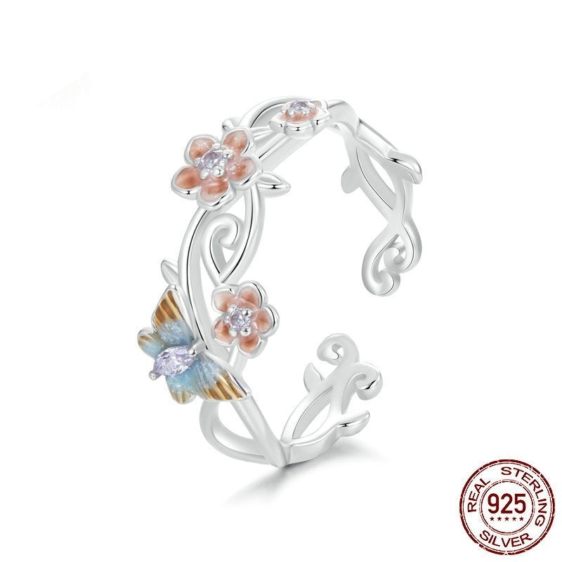 Offener Ring Kirschblüte & Schmetterling 925 Silber – Bild 5 | LuxeStyle