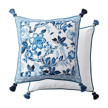 Kissenbezug Blau-Weiss Porzellan-Stil