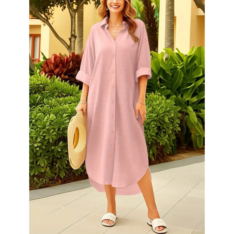 Midi-Bluse mit Reverskragen und Langarm – Bild 6 | LuxeStyle