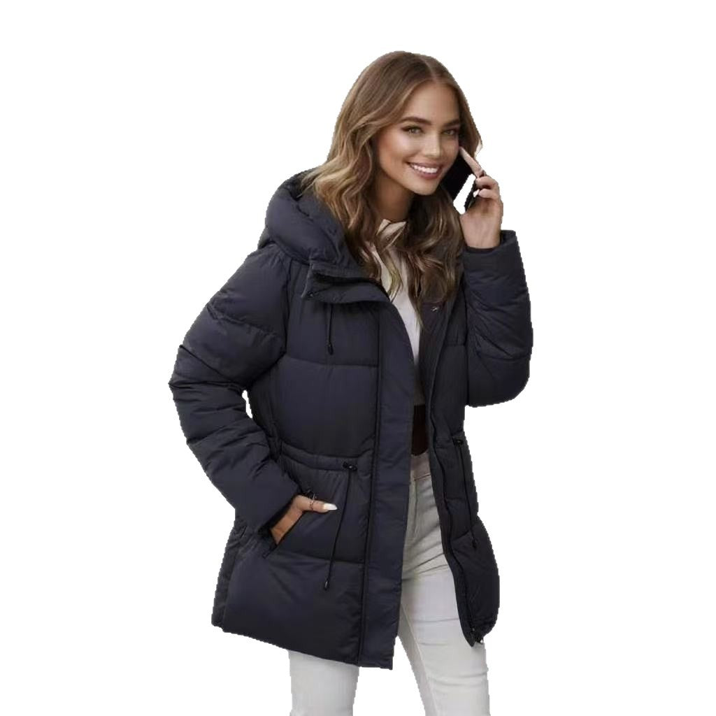 Mittellange Daunenjacke mit Baumwollfutter – Bild 6 | LuxeStyle
