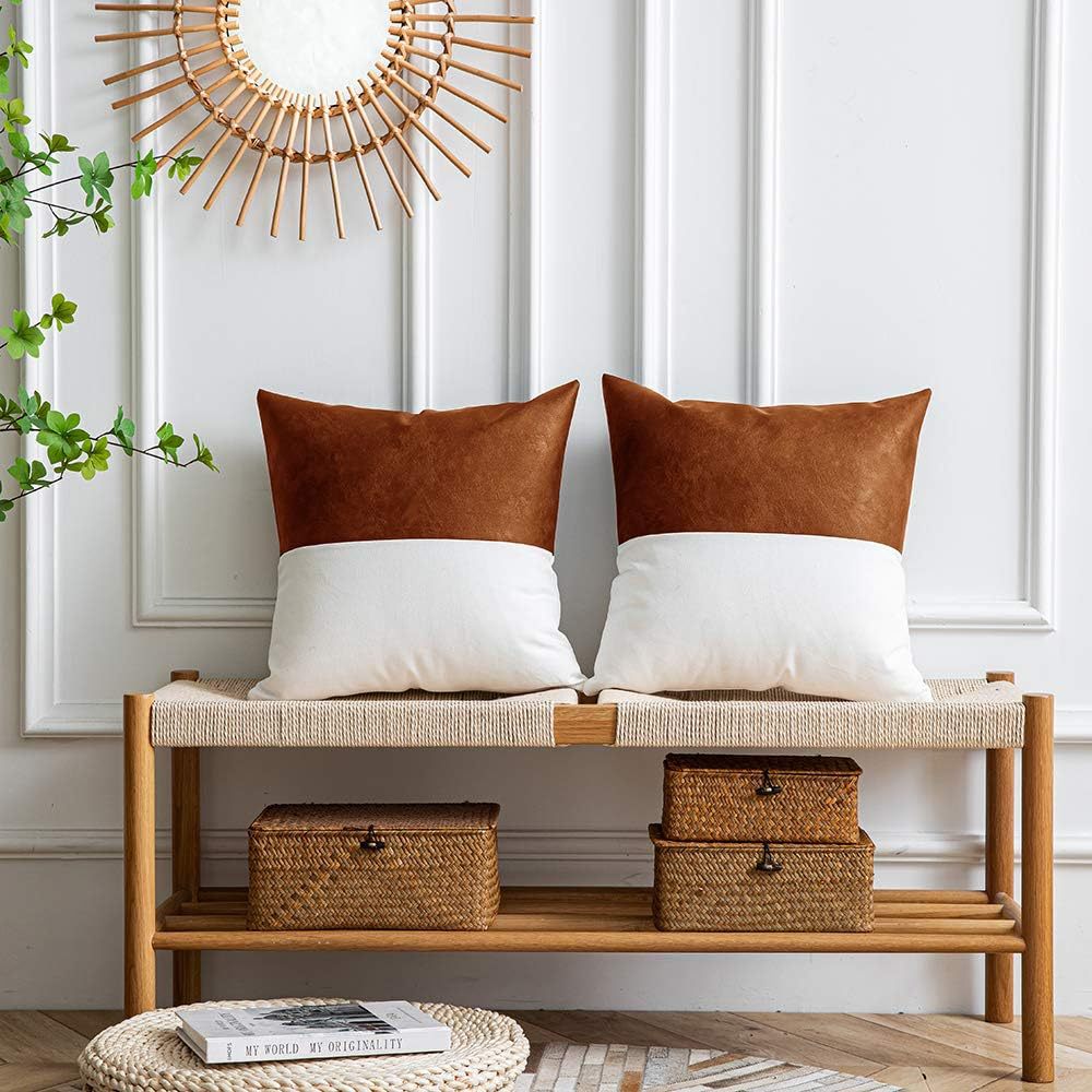 Sofa-Kissenbezug aus Baumwolle und PU-Leder – Bild 6 | LuxeStyle
