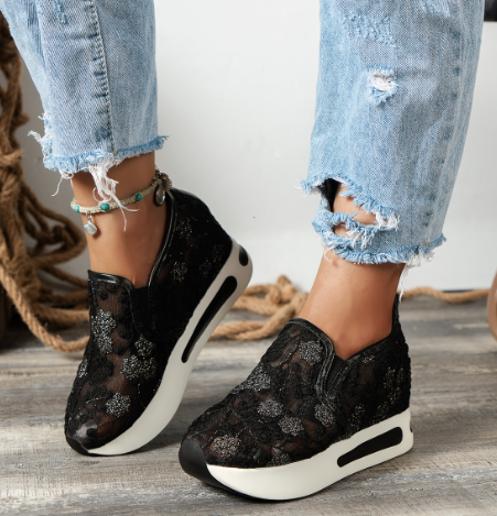 Damen Mesh-Sneaker mit Keilabsatz