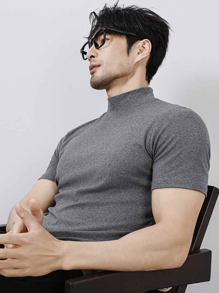 Herren Kurzarm-Basisschicht-Shirt Einfarbig, Slim Fit