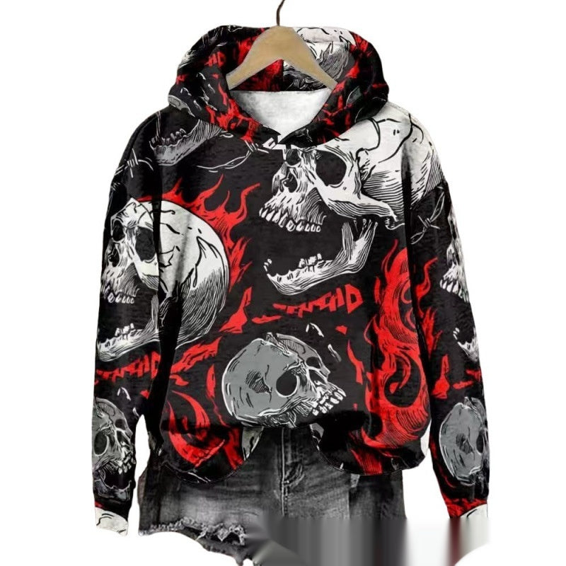 Halloween Kapuzenpullover mit Totenkopf-Print