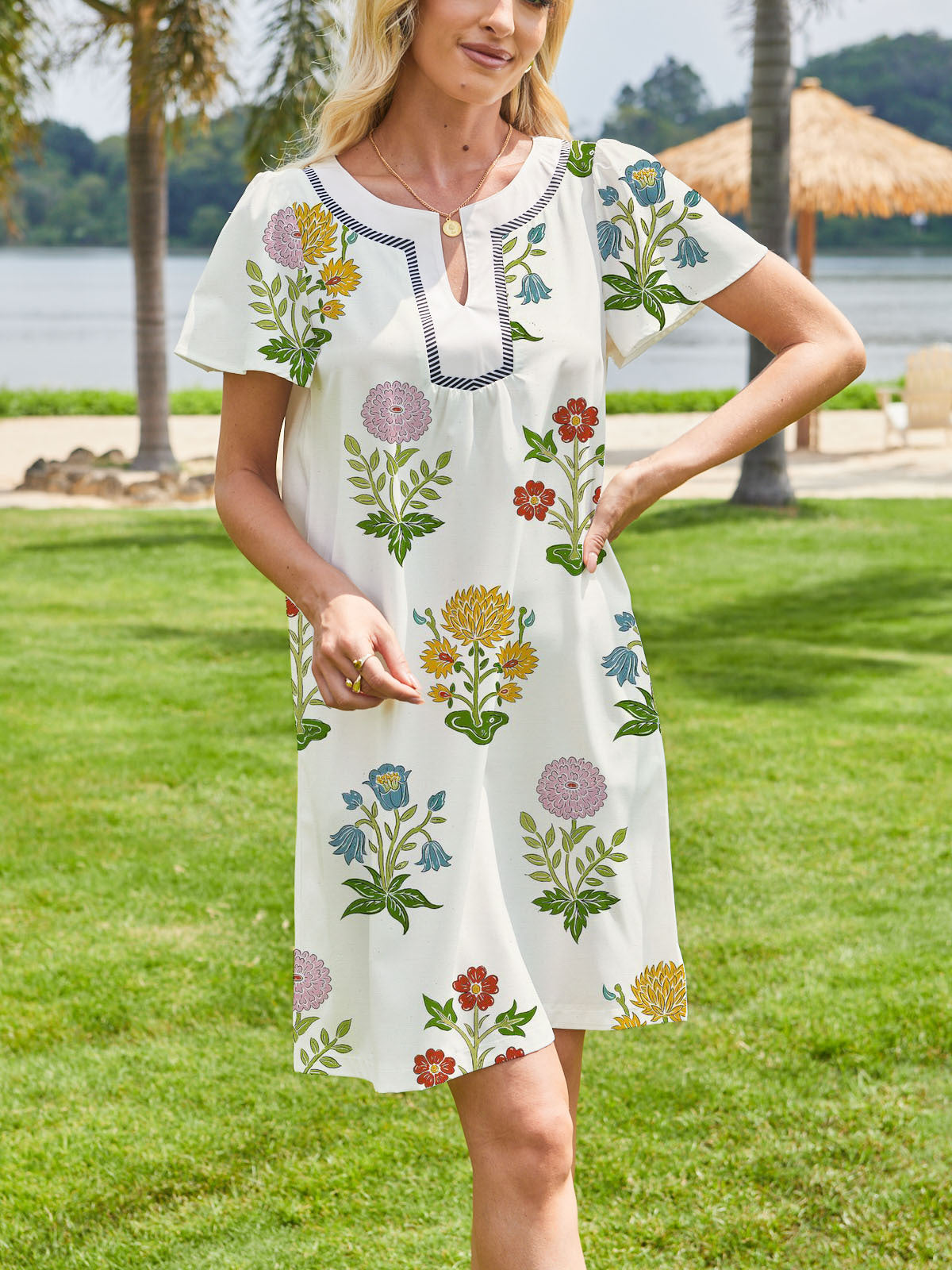 Floral-Sommerkleid «Capucine» · Puffärmel, leicht & luftig (Damen)