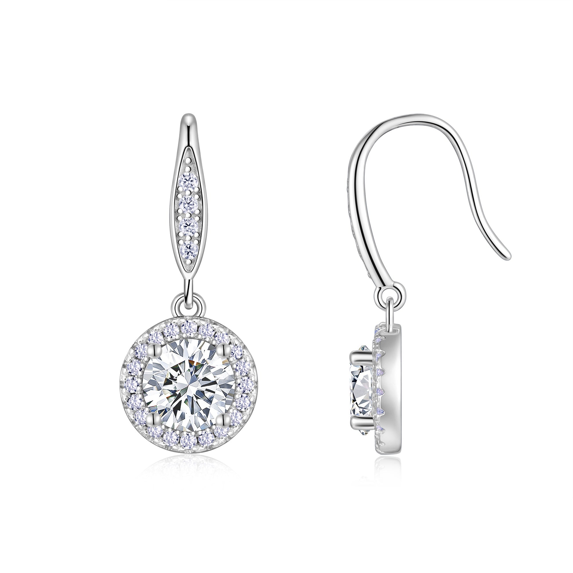 Moissanit-Ohrhänger «Halo» 1 ct · 925 Silber