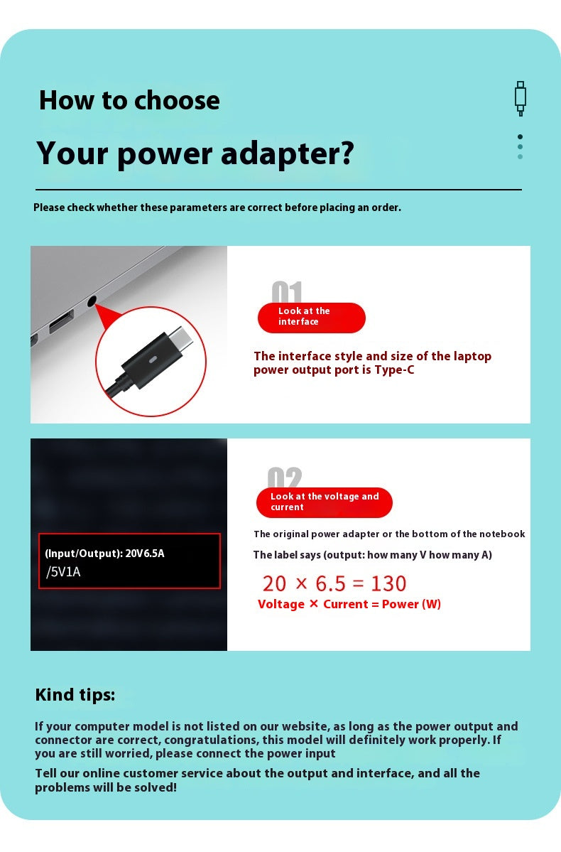 130W Laptop-Ladegerät USB-C, 20V/6.5A