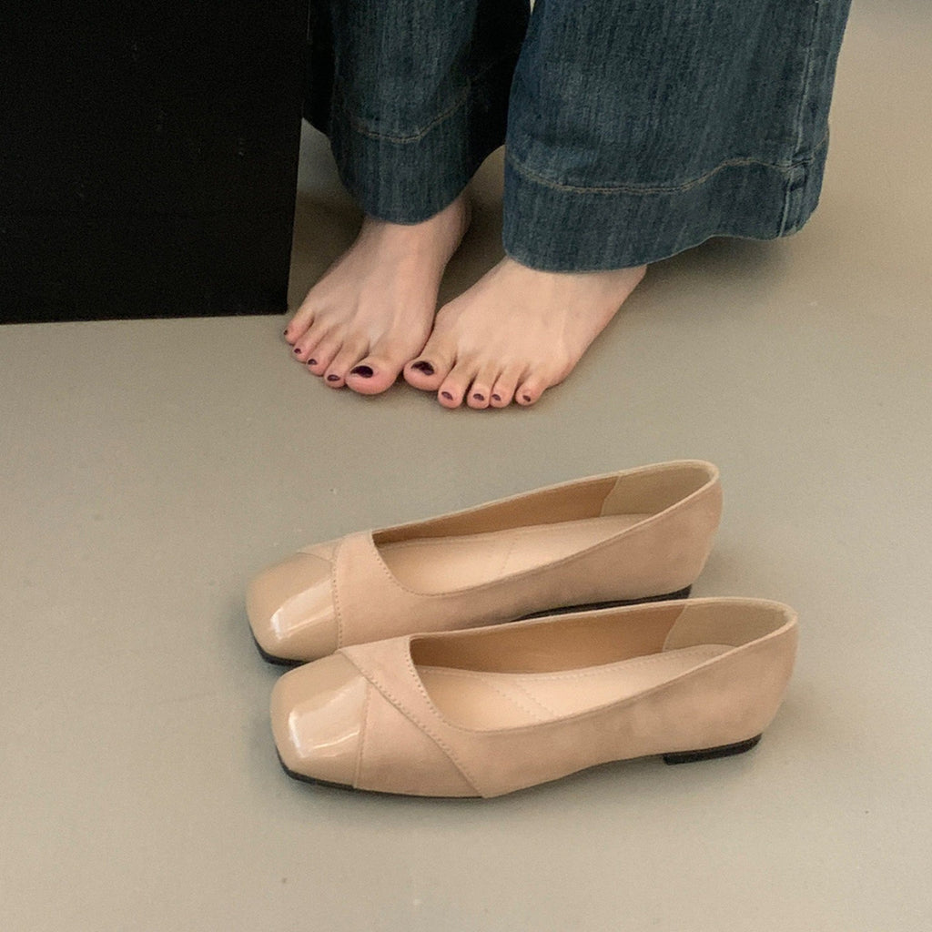 Französische Flachschuhe mit Chunky Absatz