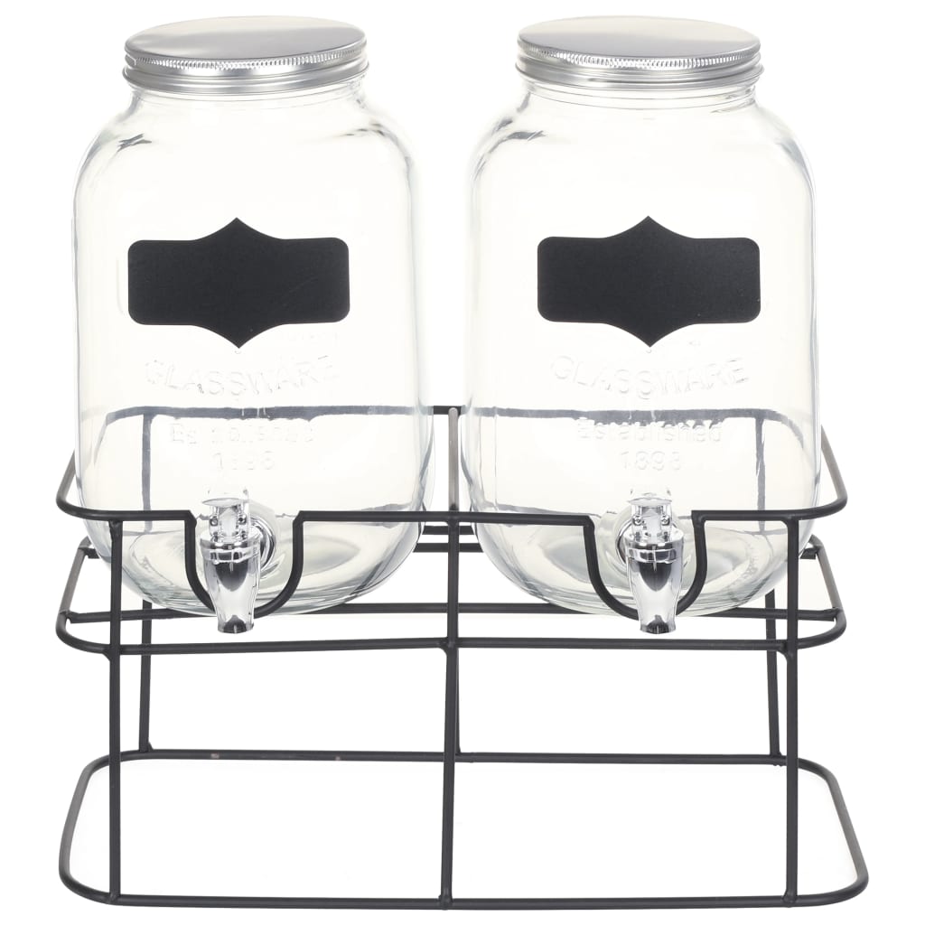 Getränkespender-Set mit Ständer, 2 x 4 L Glas