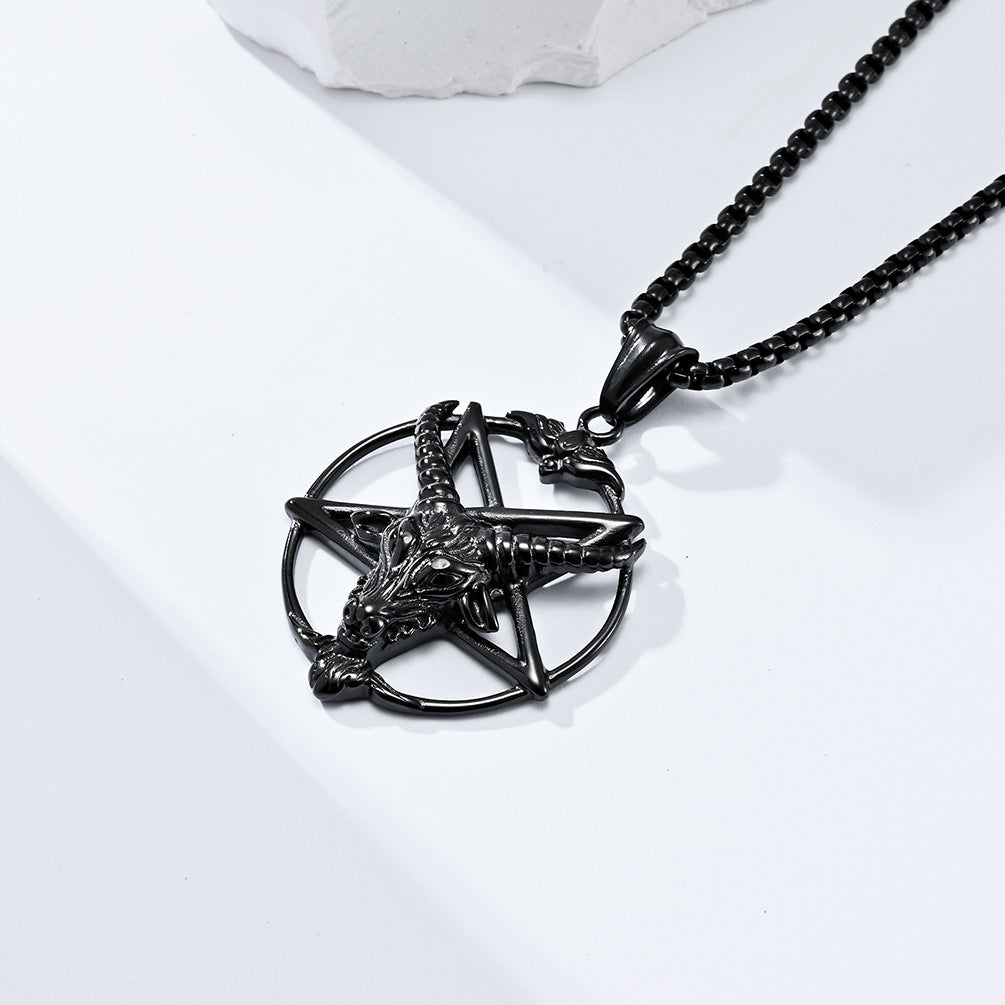 Satan Ziegenkopf Pentagramm Anhänger Halskette