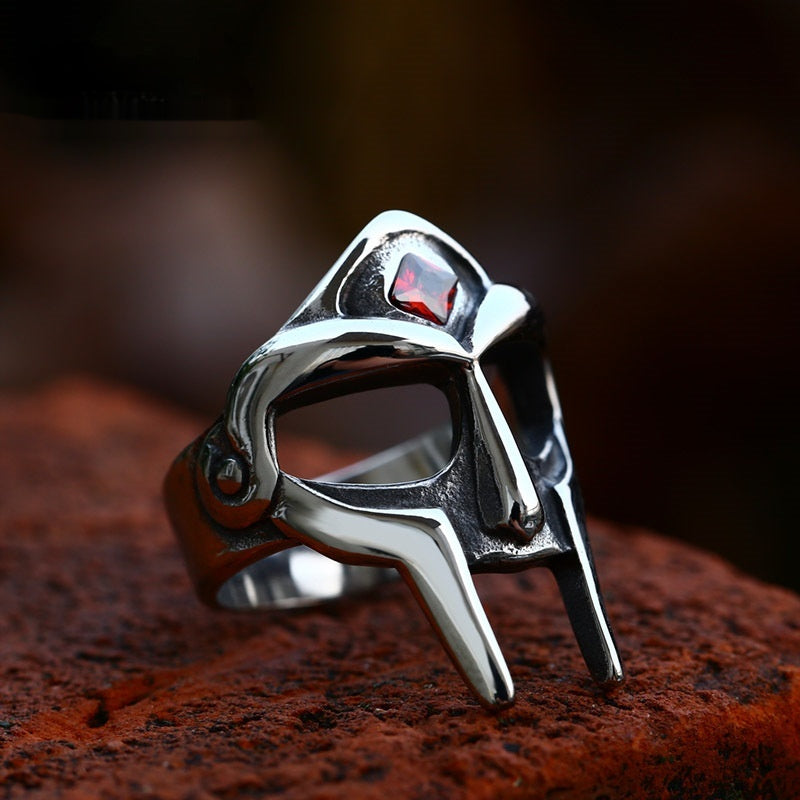 Retro Titanstahl Ring mit Edelsteinen Herren