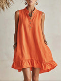Leinen-Baumwoll-Kleid Ärmellos – Bild 1 | LuxeStyle