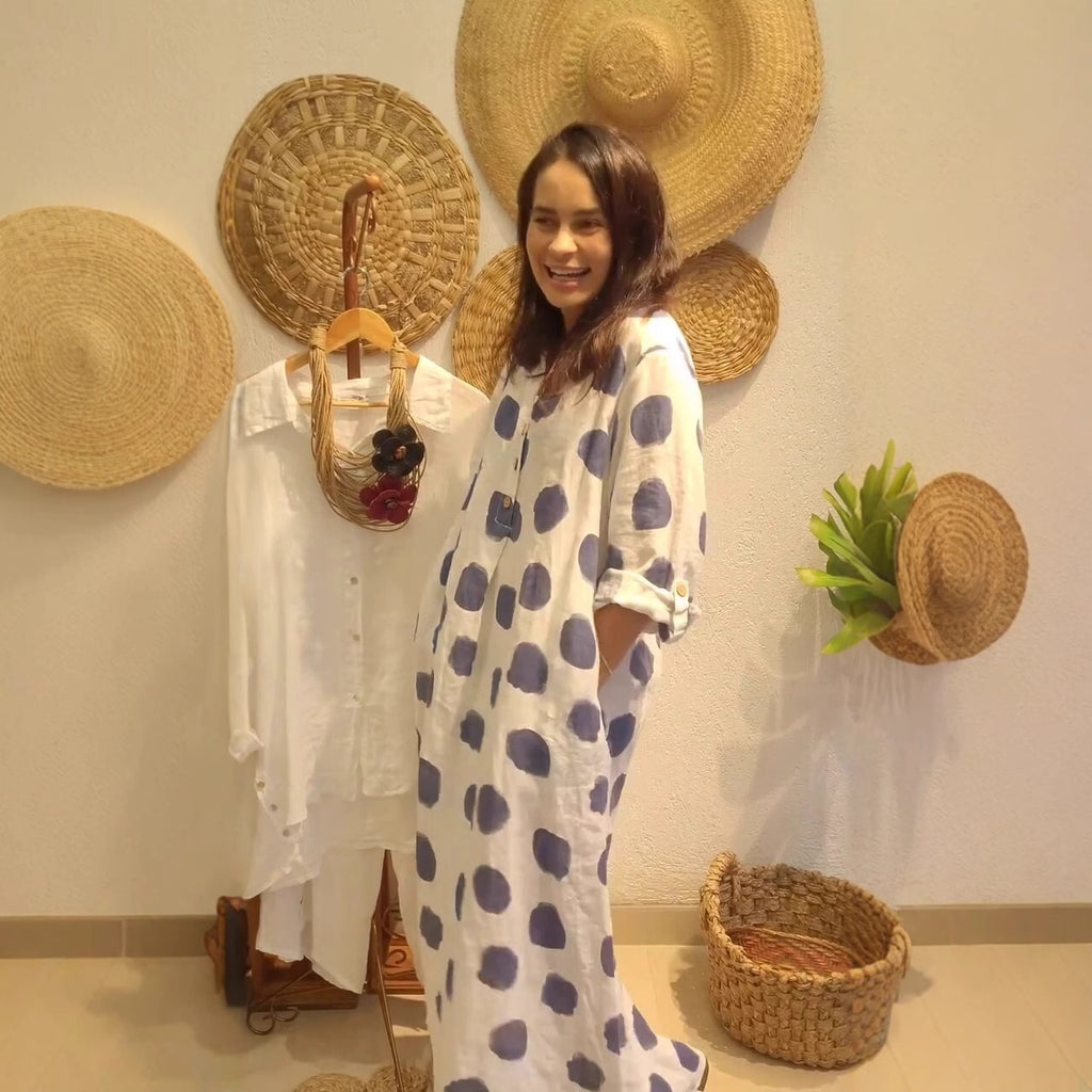 Lässiges Polka-Dot Langarmkleid – Bild 1 | LuxeStyle