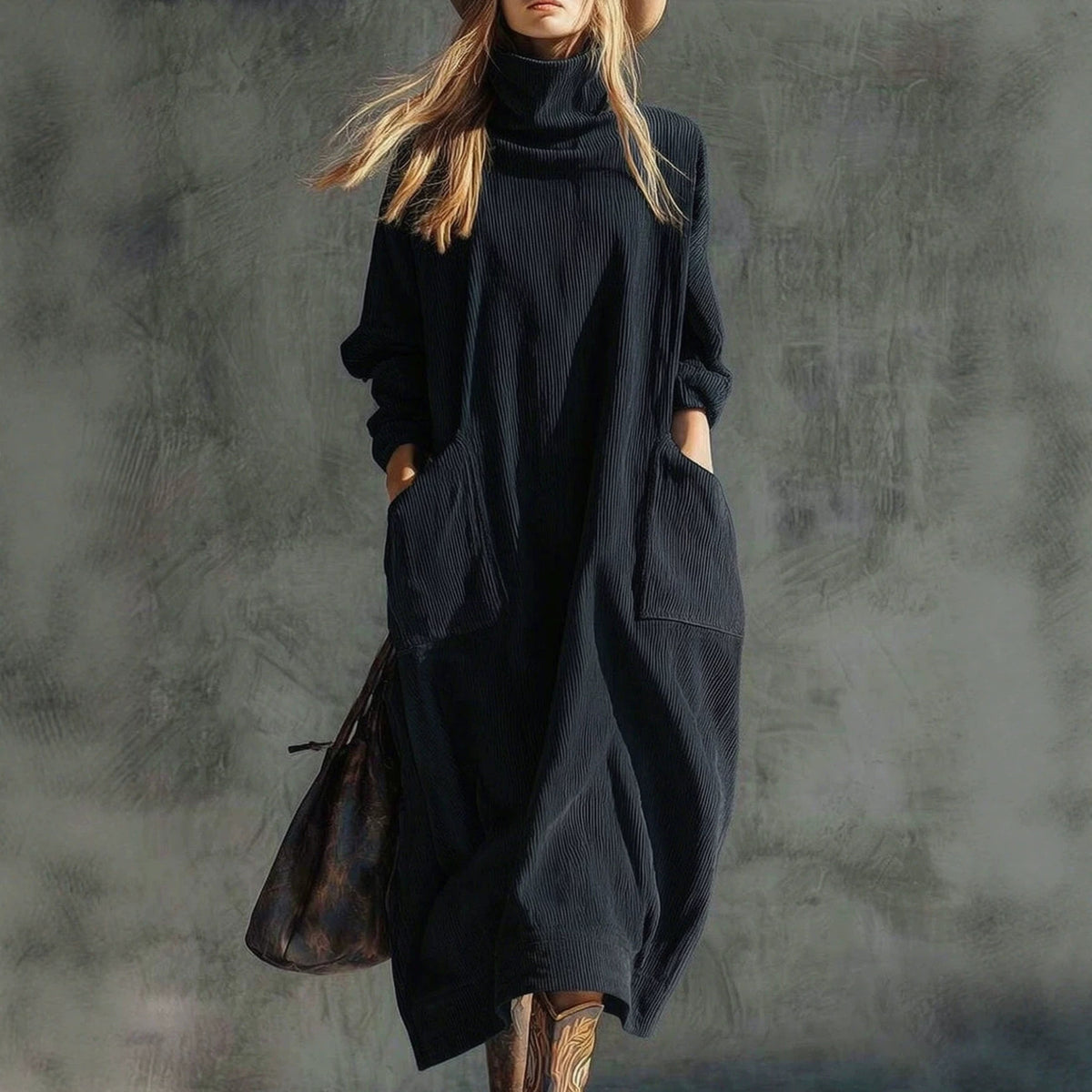 Kord-Kleid mit A-Linie und Taschen – Bild 5 | LuxeStyle