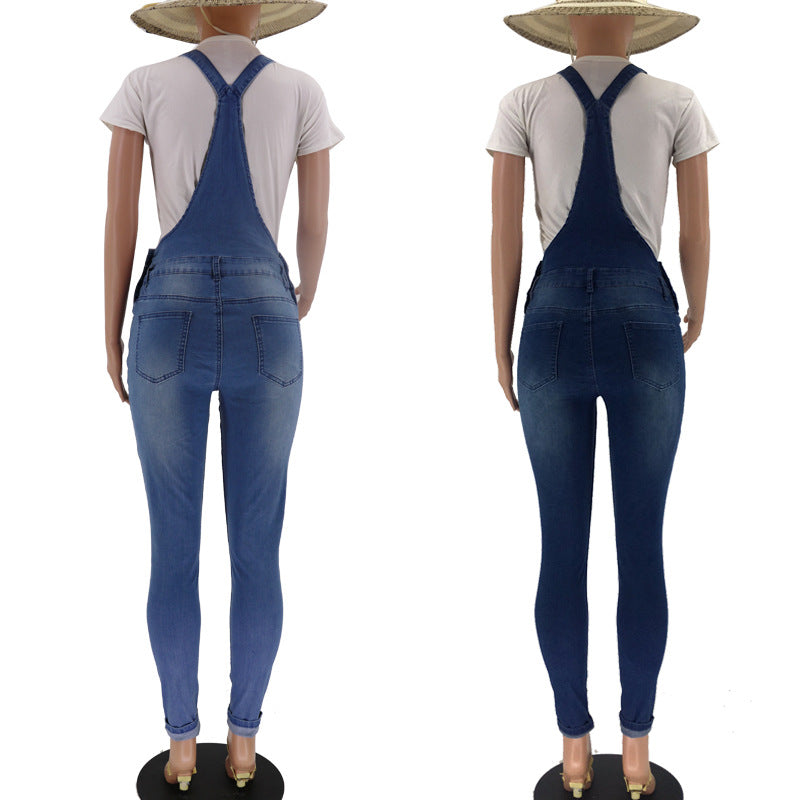 Damen Denim Latzhose im Workwear-Stil