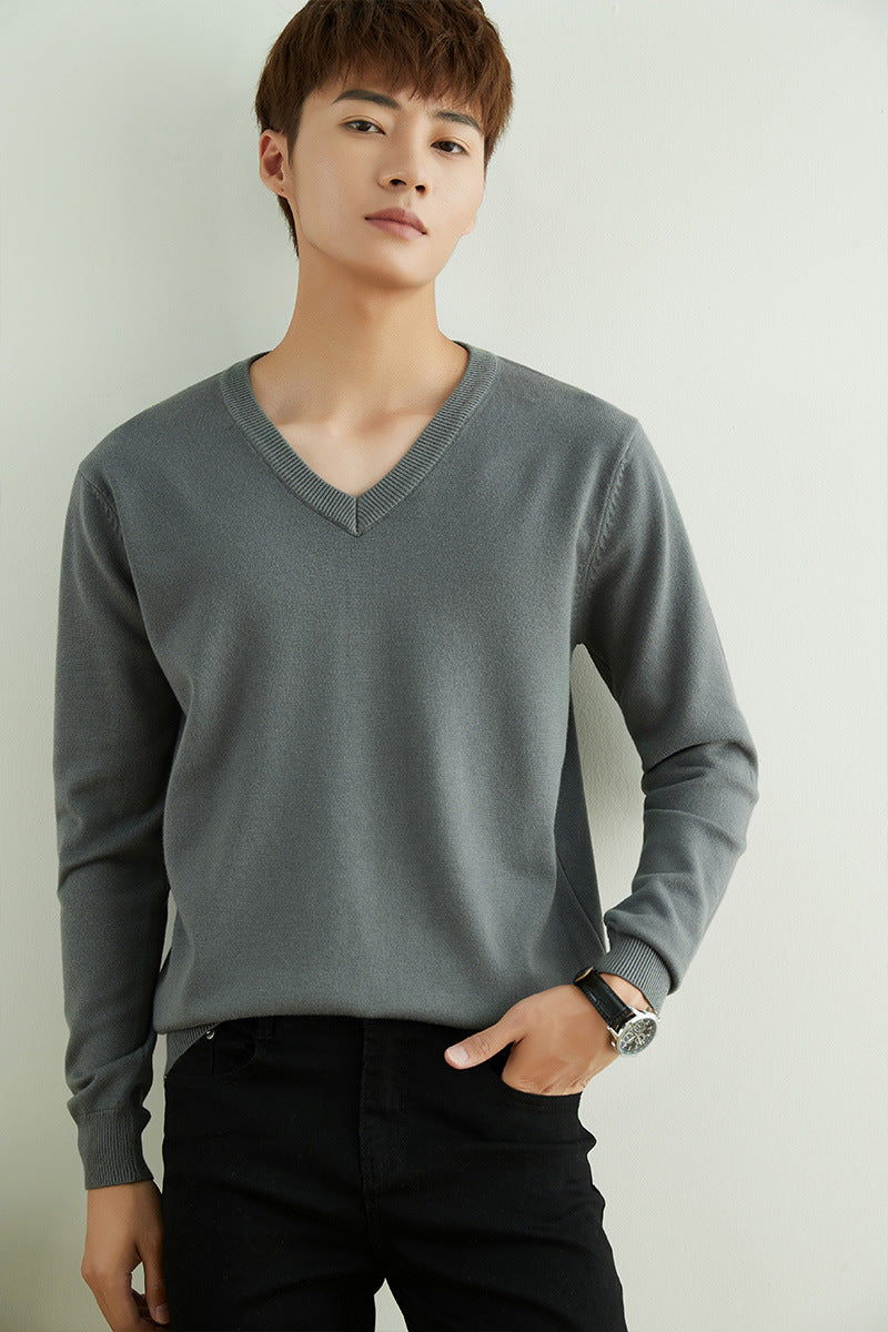 Herren V-Ausschnitt Pullover, leichter Fit, dicker, warmer Strick