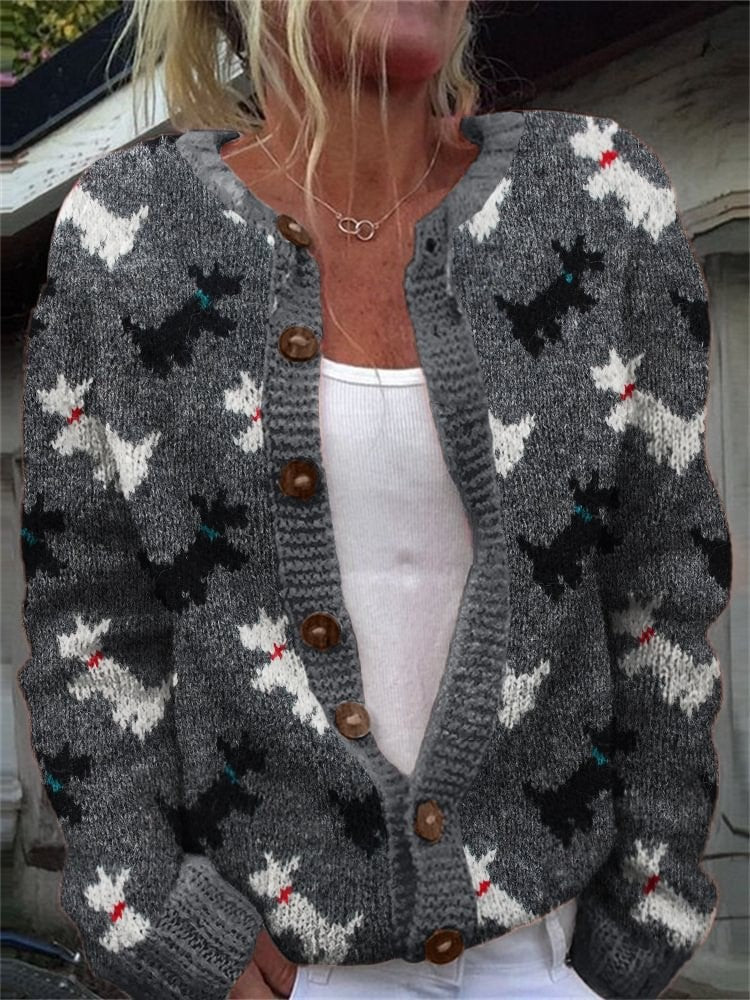 Gestrickter Cardigan mit Blumenmuster – Bild 8 | LuxeStyle