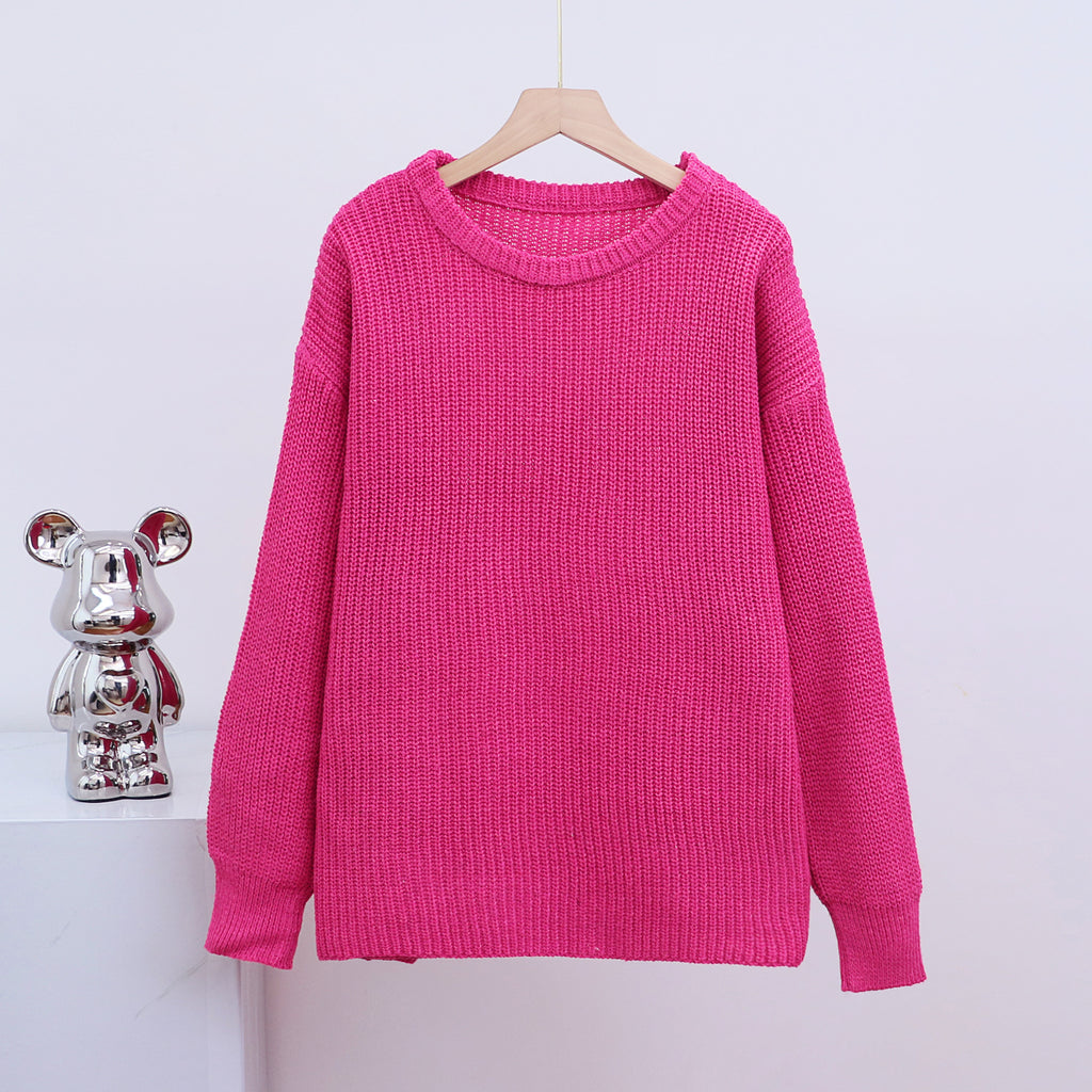 Locker sitzender Strick-Cardigan mit Rundhals