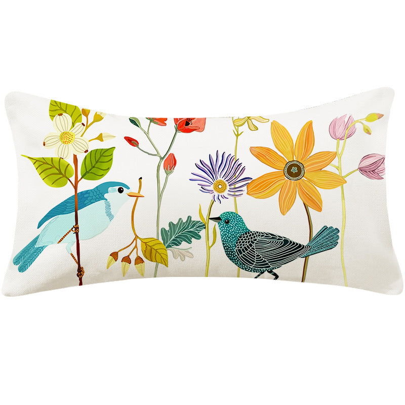 Kissenhülle «Landhaus Blumen & Vögel»