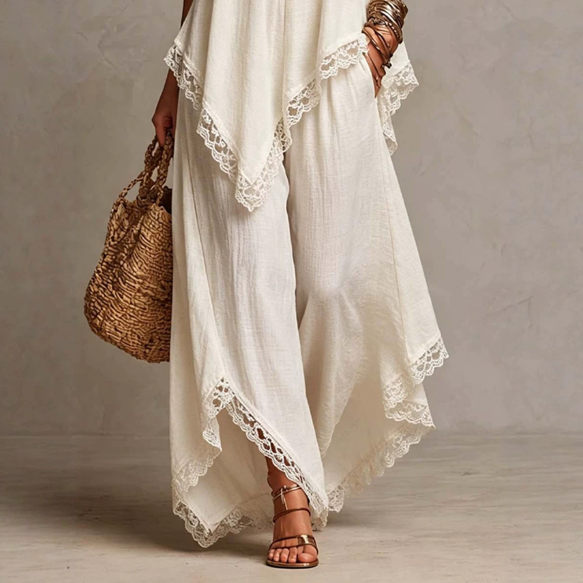 Boho-Chic Resort-Set mit weitem Bein