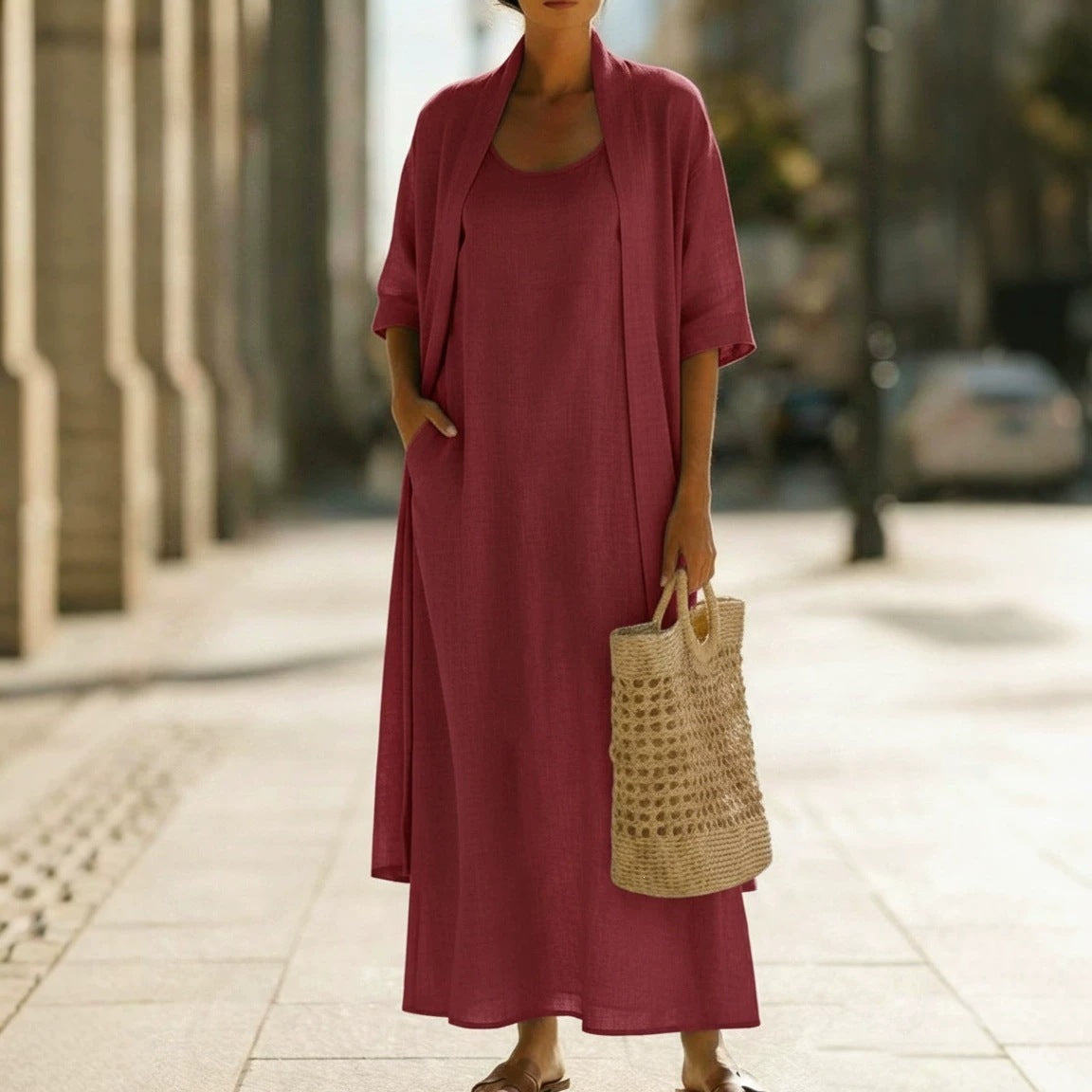 Elegantes Zweiteiler-Kleid im A-Linien-Schnitt