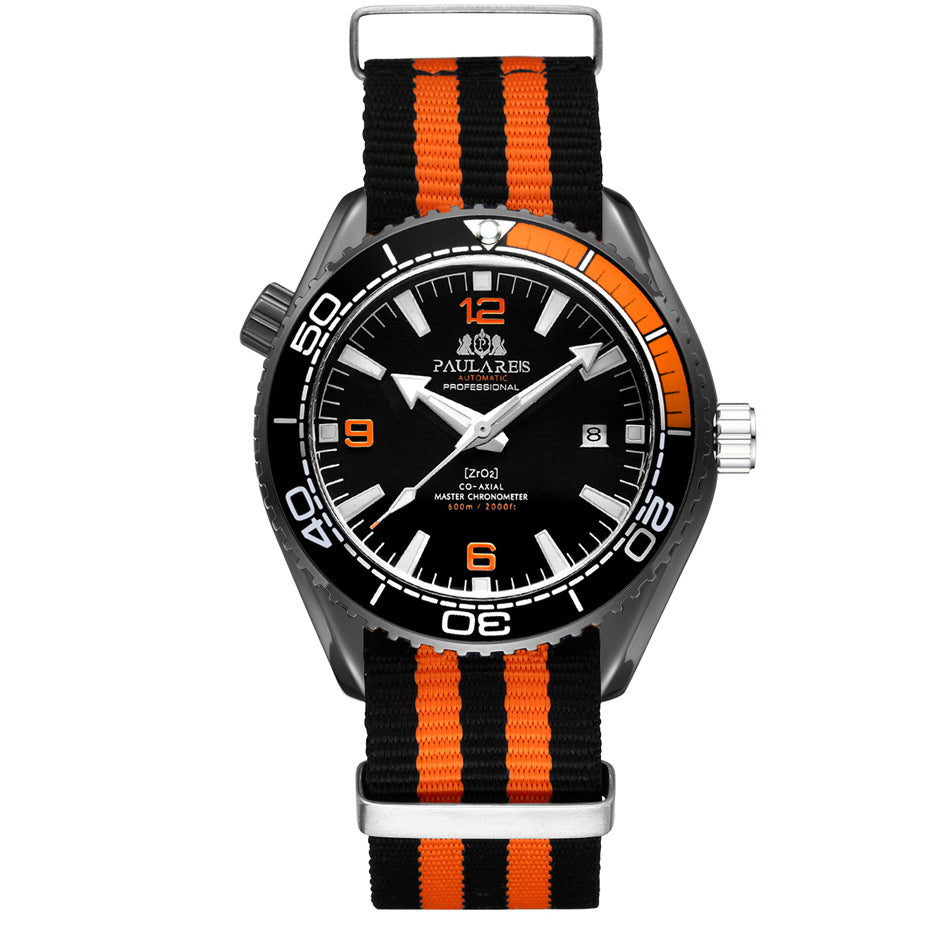 Automatische Herrenuhr mit Leuchtzeigern und Canvas-Armband