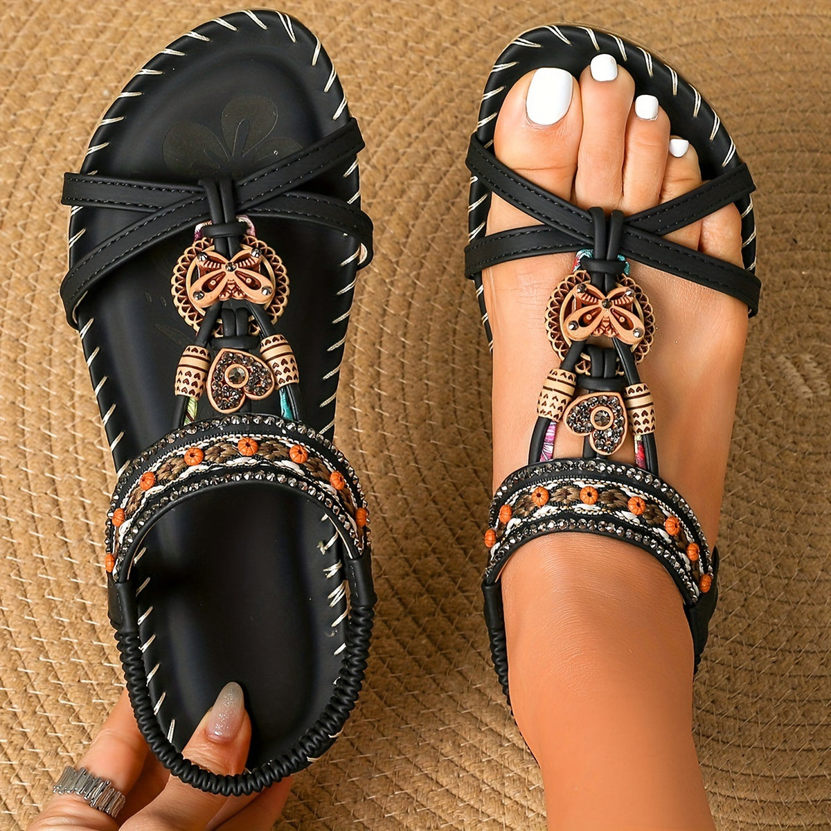 Sandalen mit Blumen & Strass, Gr. 35-45 – Bild 13 | LuxeStyle
