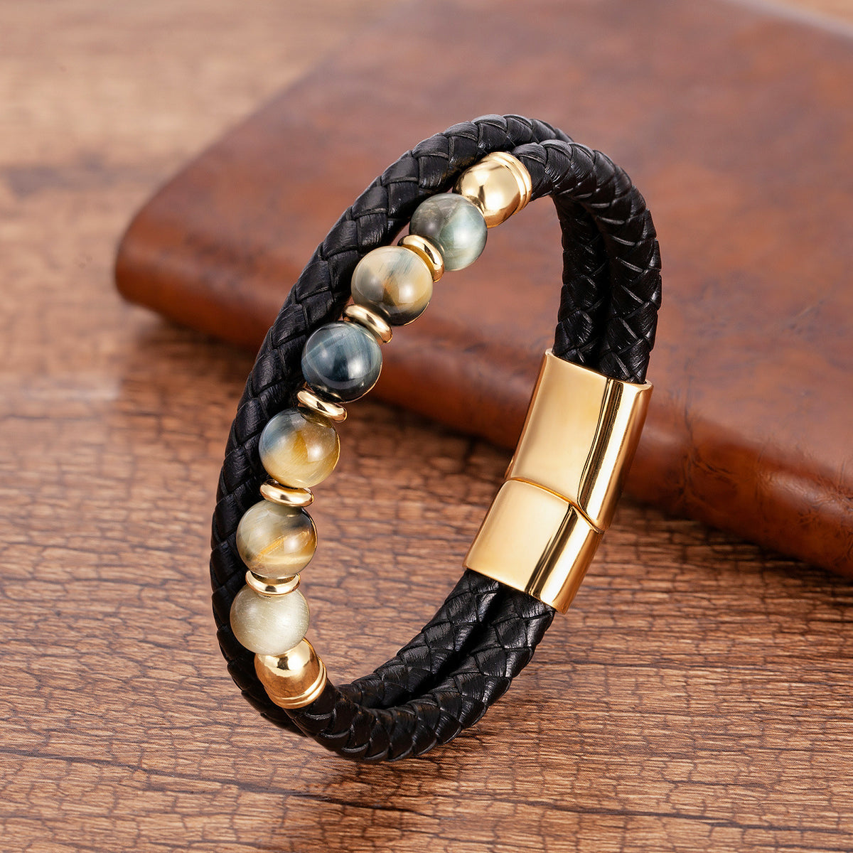 Doppelstrang-Lederarmband mit Tigerauge – Bild 8 | LuxeStyle