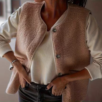 Ärmellose Blazer-Weste mit Knopfleiste