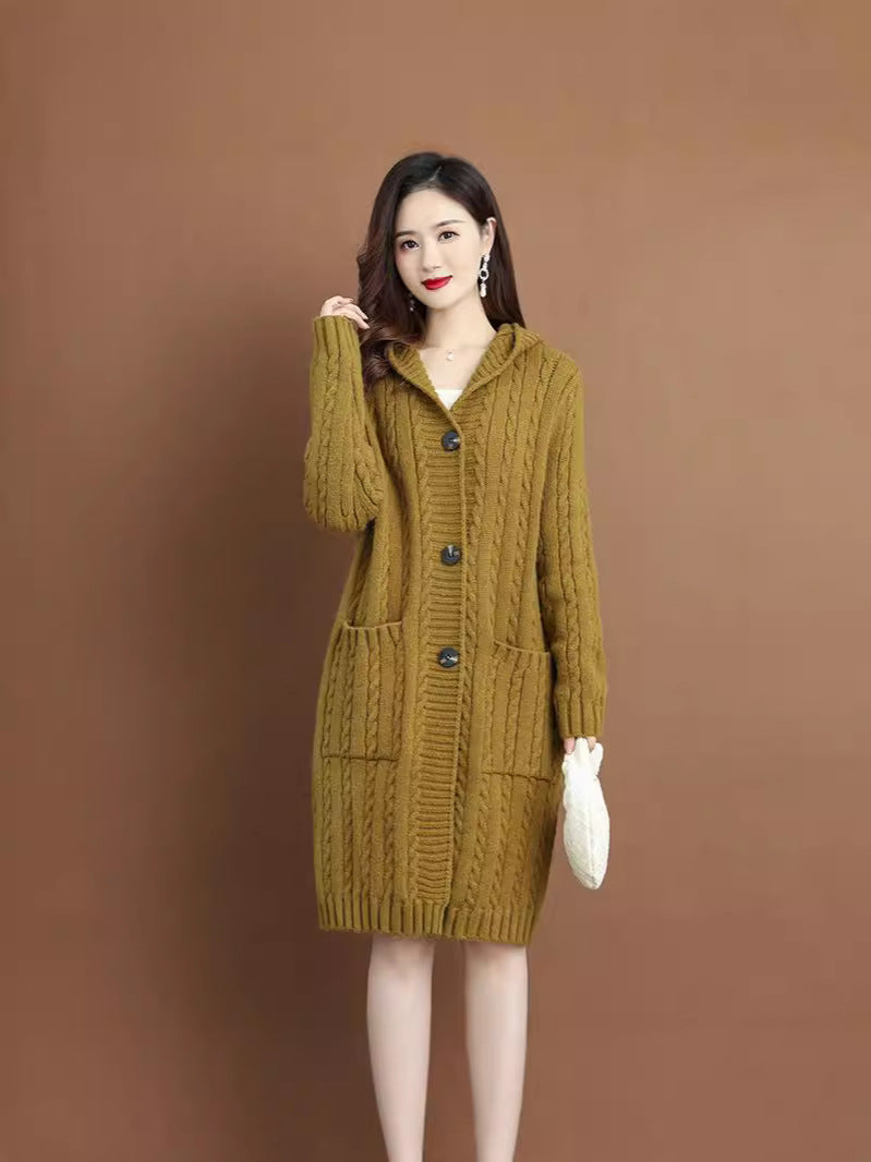 Kapuzen-Strickjacke für Damen