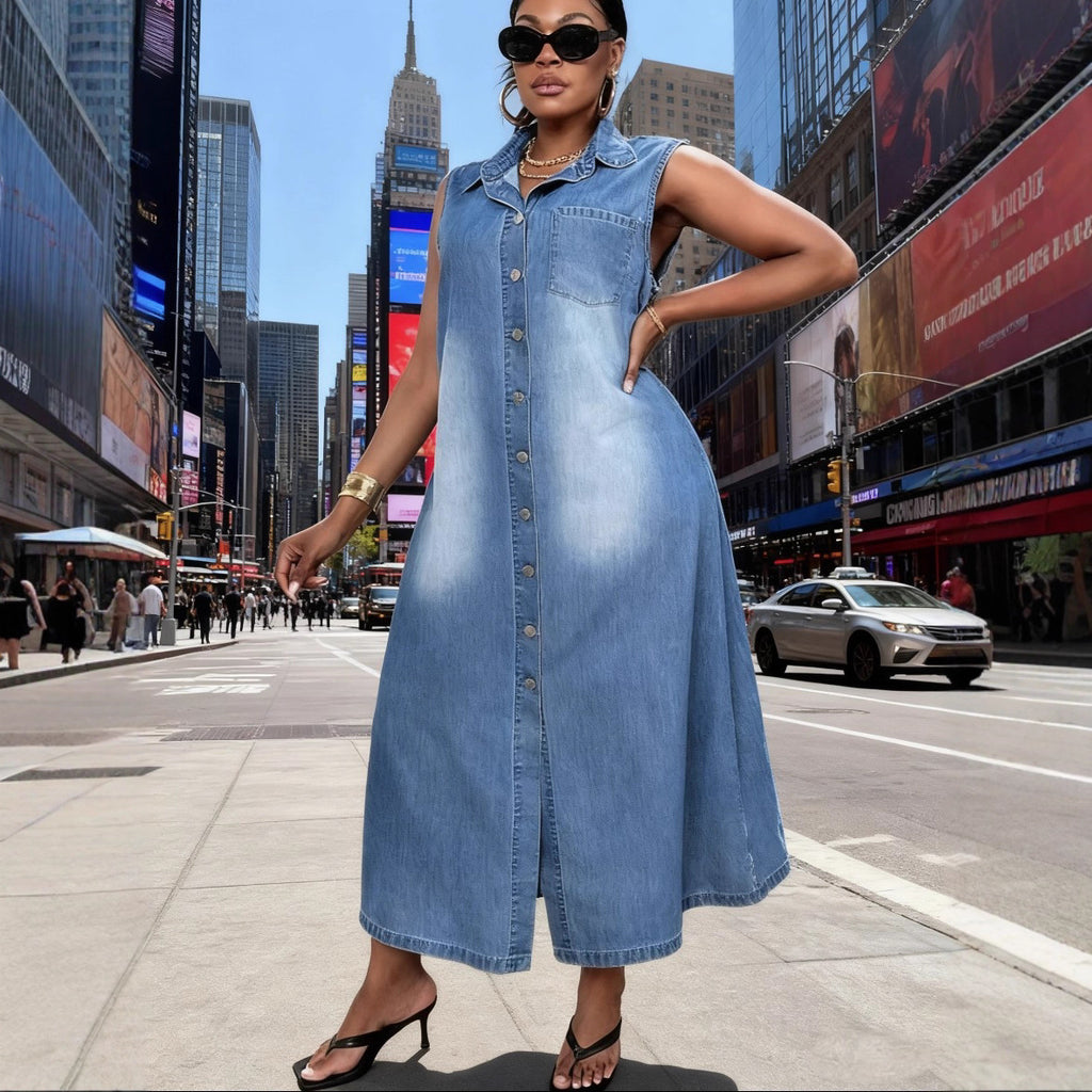 Ärmelloses Jeanskleid für Damen – Bild 4 | LuxeStyle