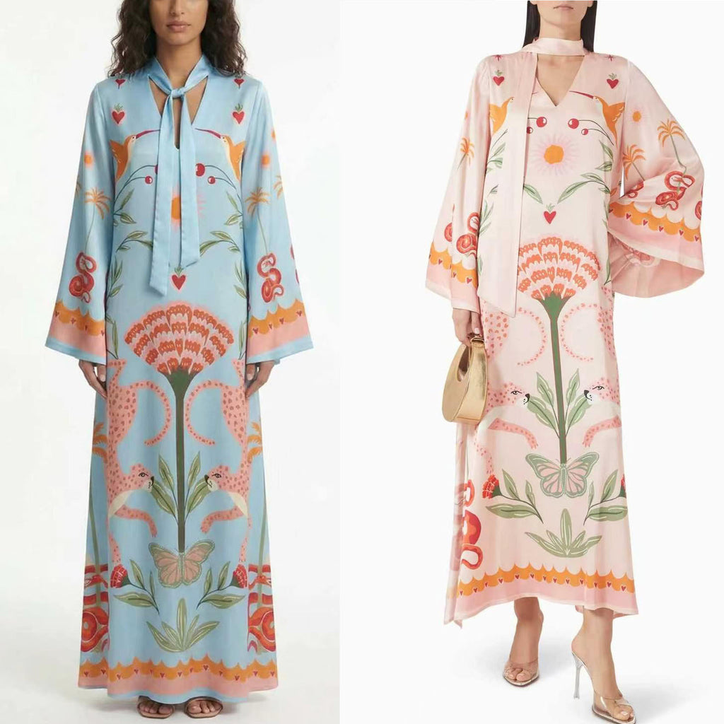 INS Langarm-Kleid mit flatternden Bändern – Bild 1 | LuxeStyle