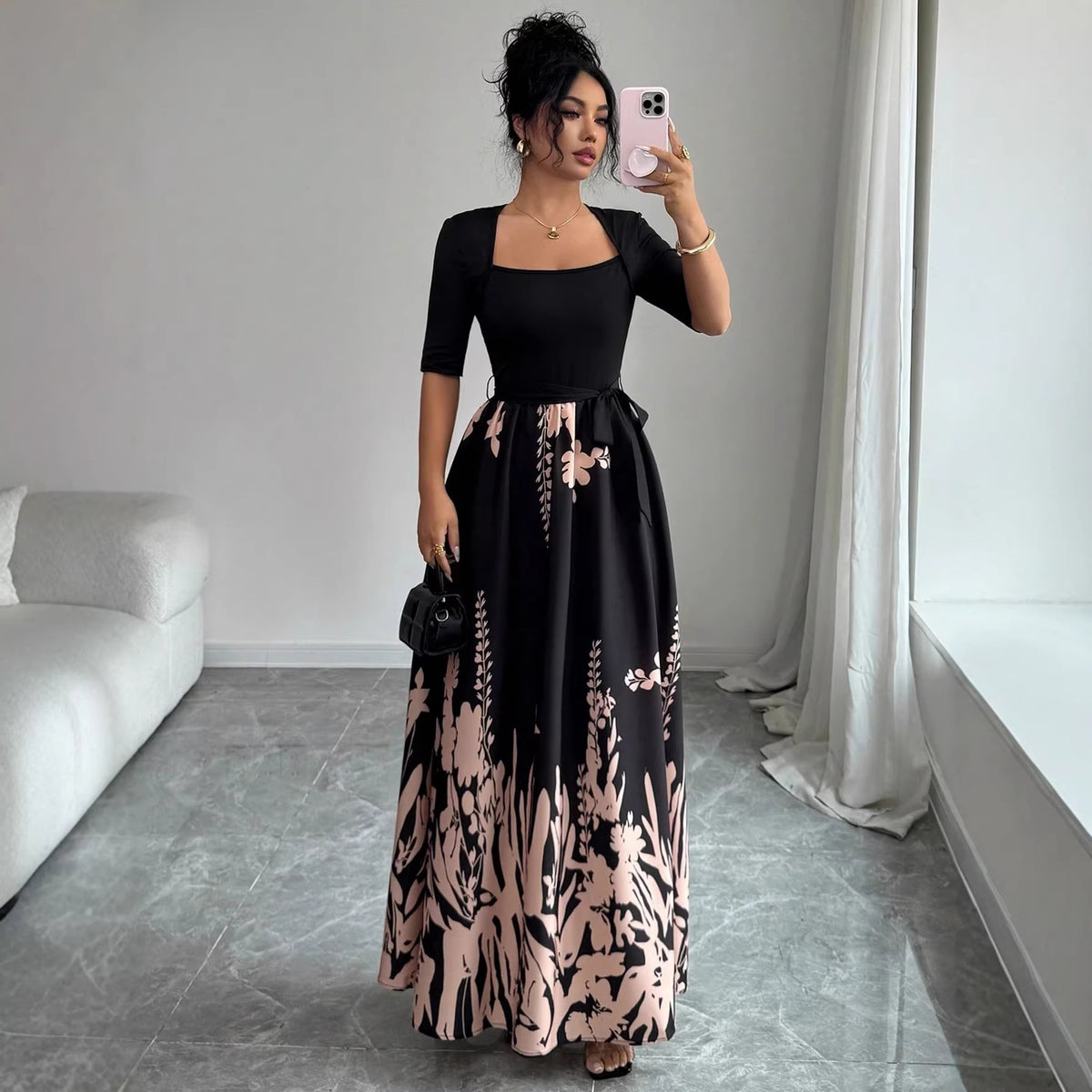 Elegantes A-Linien Kleid mit Blumenprint – Bild 4 | LuxeStyle