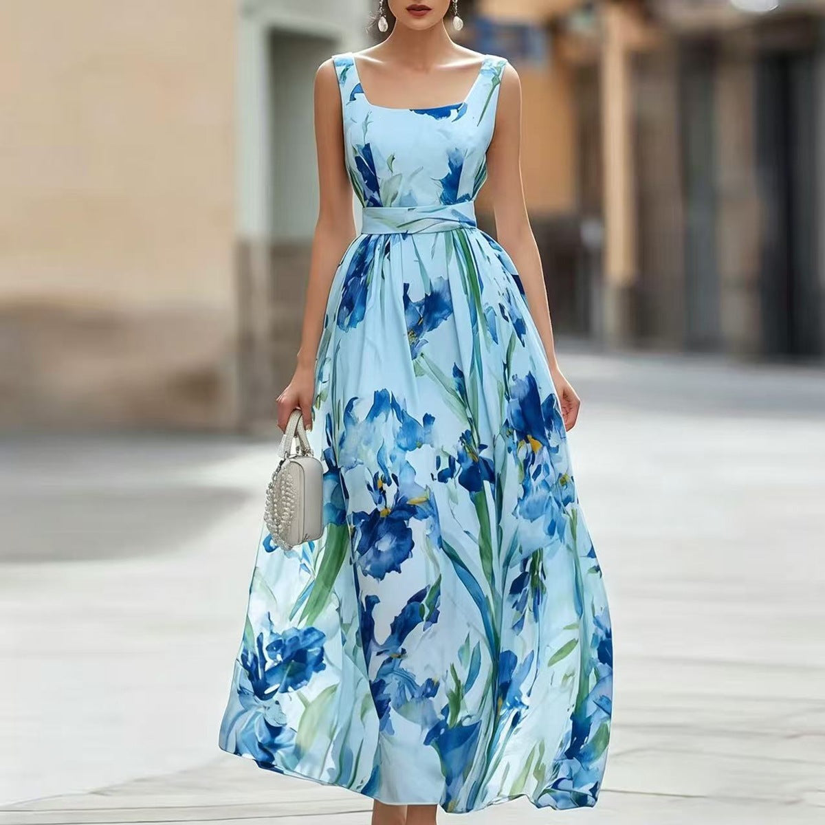 Strandkleid ärmellos mit Print