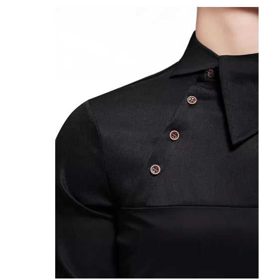 Herren Langarmhemd mit schräger Knopfleiste – Bild 5 | LuxeStyle